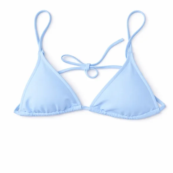 🆕️NWT WILO Baby Blue Bikini Set Medium Tie Side Triangle Top Resort Swim